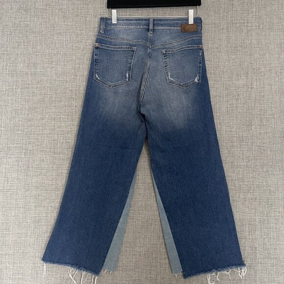 Mavi Jeans Women 27 Blue Elliot High Rise Wide Crop Two Tone Denim New - Picture 3 of 14